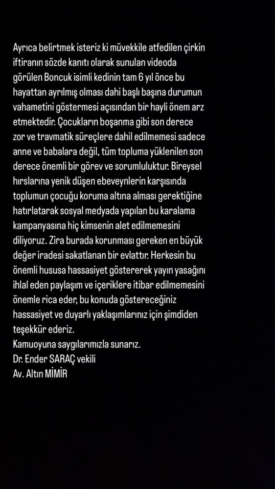 ender sarac hakkindaki cinsel istismar iddialari ile ilgili kamuoyu aciklamasi yapti